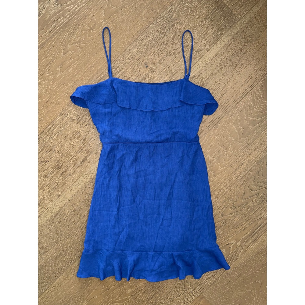 Altar'd State Royal Blue Ruffle Mini Dress Adjustable Straps Cobalt Size M